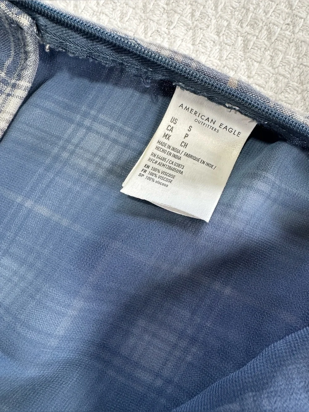 Plaid A-Line Mini Skirt in Navy and White Size S/P